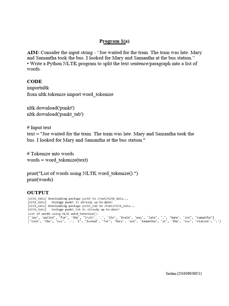 Python NLTK Text Tokenization Examples | PDF