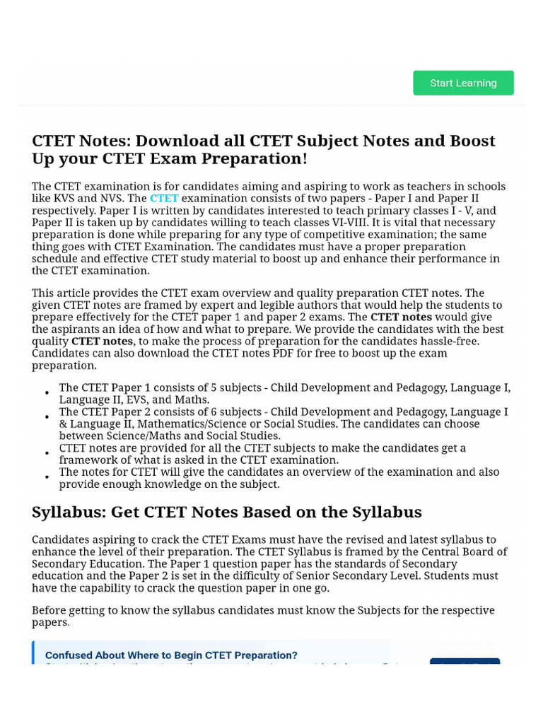 Ctet Notes | PDF