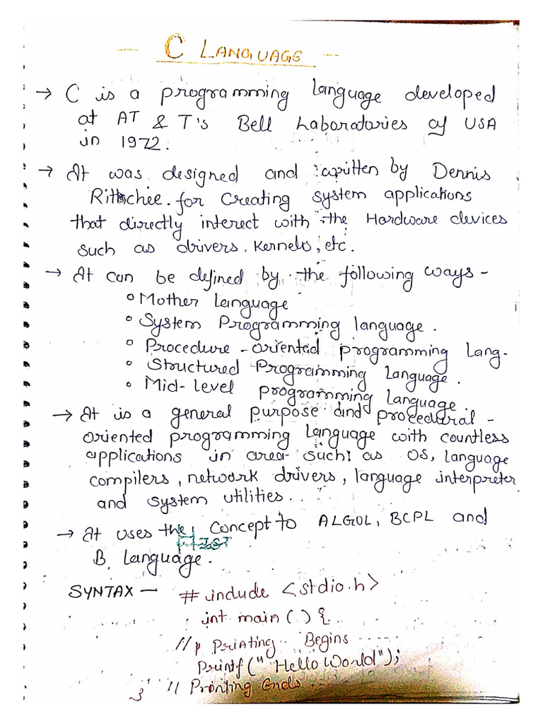 Unit 2 CSA - 101 (C Lang) | PDF