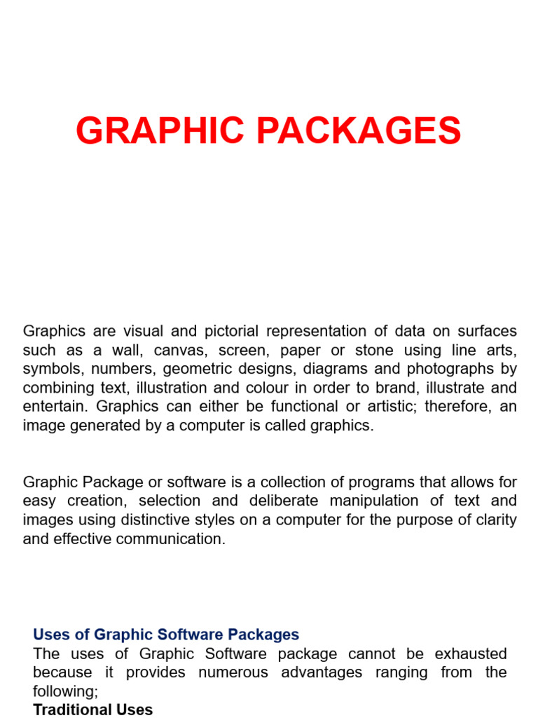 Graphic Software Packages Overview | PDF | Graphics | 2 D Computer Graphics