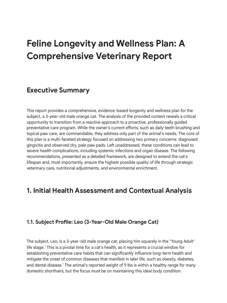 Cat Longevity & Wellness Plan Guide | PDF | Oral Hygiene | Periodontology