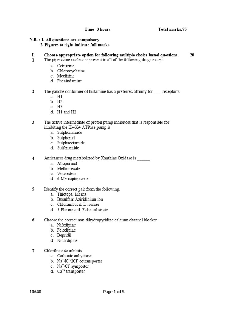 Med Chem II Sem V | PDF