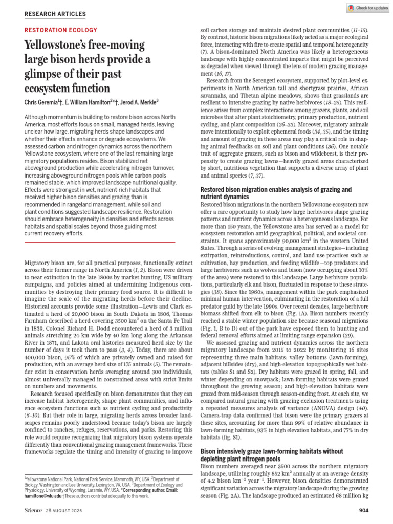Bison Migration's Impact on Ecosystems | PDF | Grazing | Ecosystem