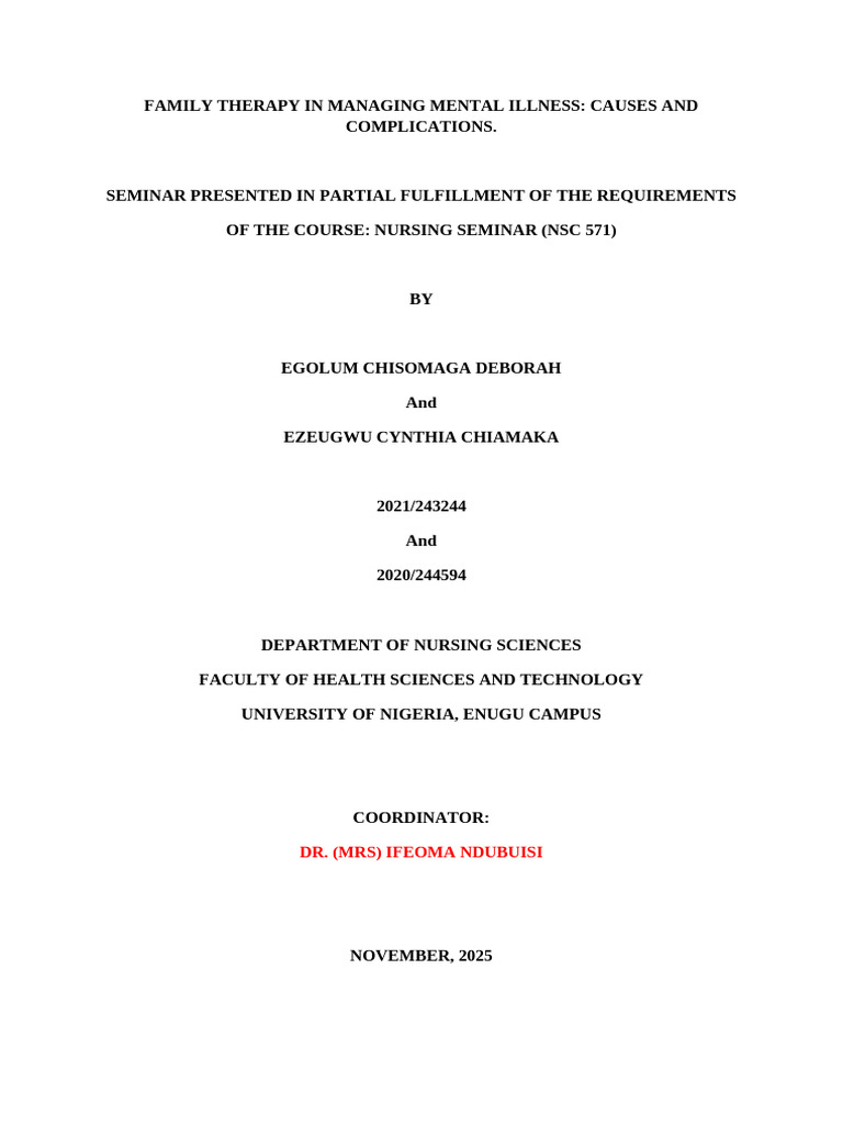 Family Therapy for Mental Illness Management | PDF | Mental Disorder ...