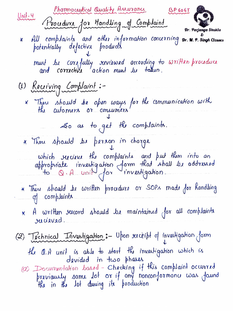 Complaint Handling Procedures for Medical Products | PDF