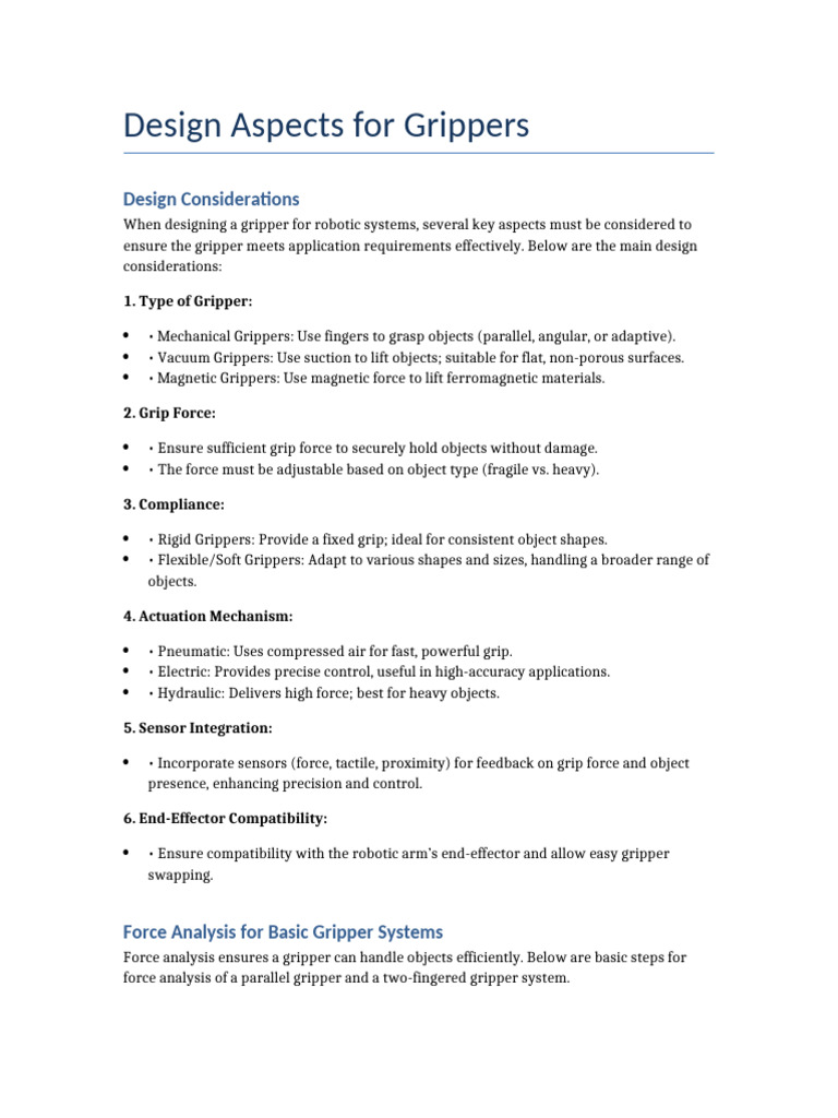 Gripper Design Force Analysis Final | PDF | Applied And ...