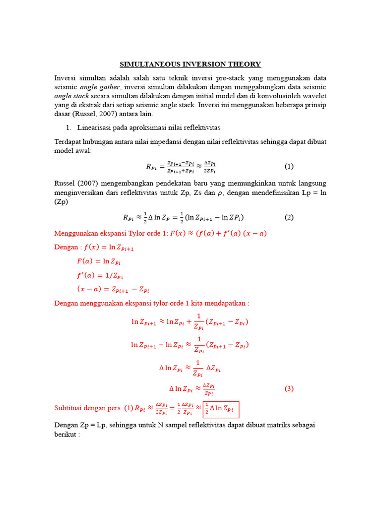 Teori Inversi Simultan Seismik | PDF