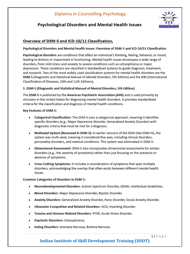 Psychological Disorders and Mental Health Issues | PDF | Mental ...