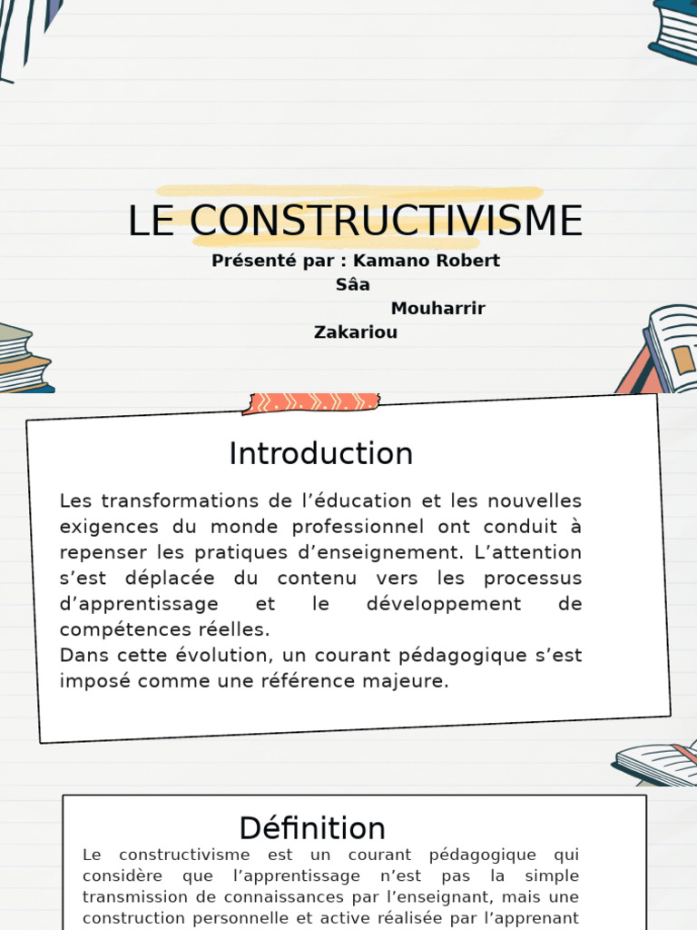 Le Constructivisme en Éducation | PDF | Constructivisme (Philosophie de ...