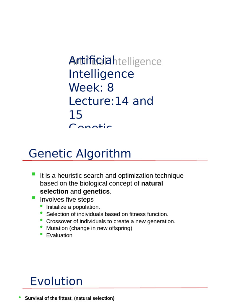 Week 8 Lec15 16 Genetic Algorithm (1) | PDF | Gene | Natural Selection