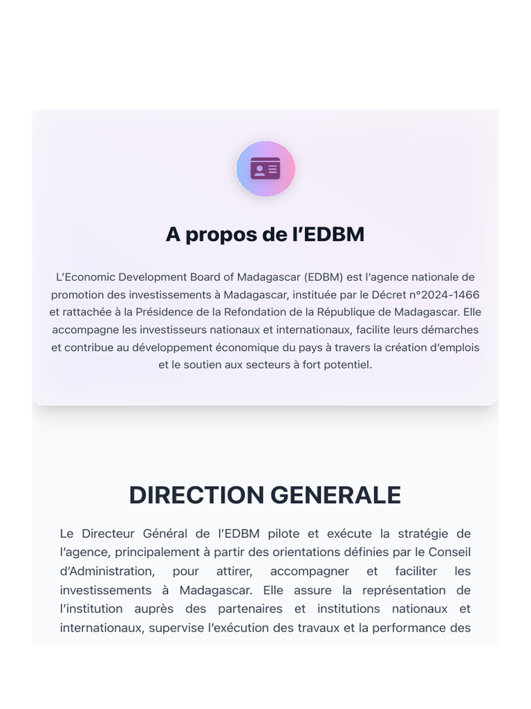 Direction Générale de l'EDBM à Madagascar | PDF
