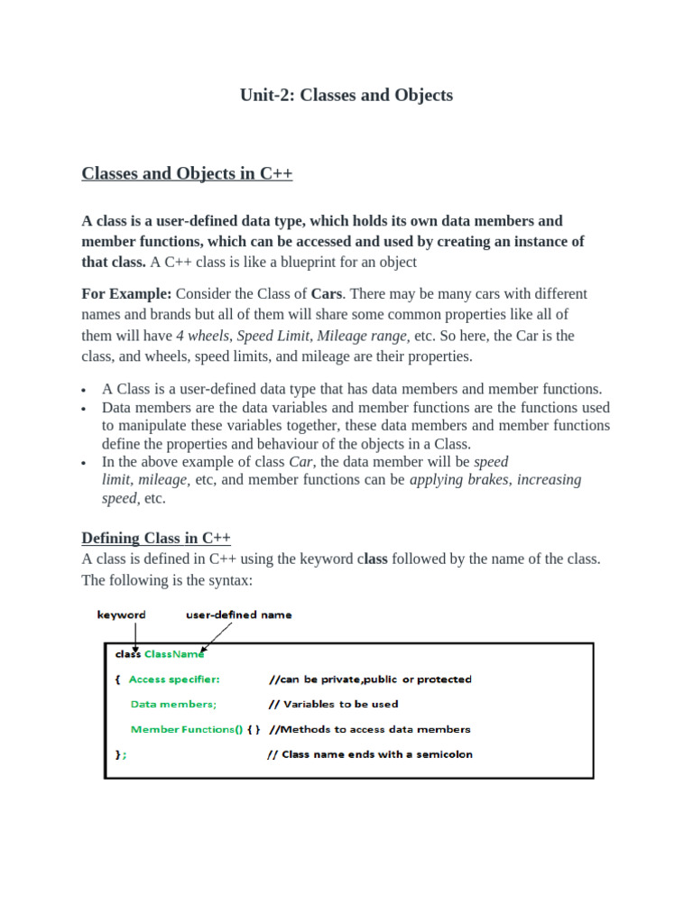 Unit-2 Classes and Objects | PDF