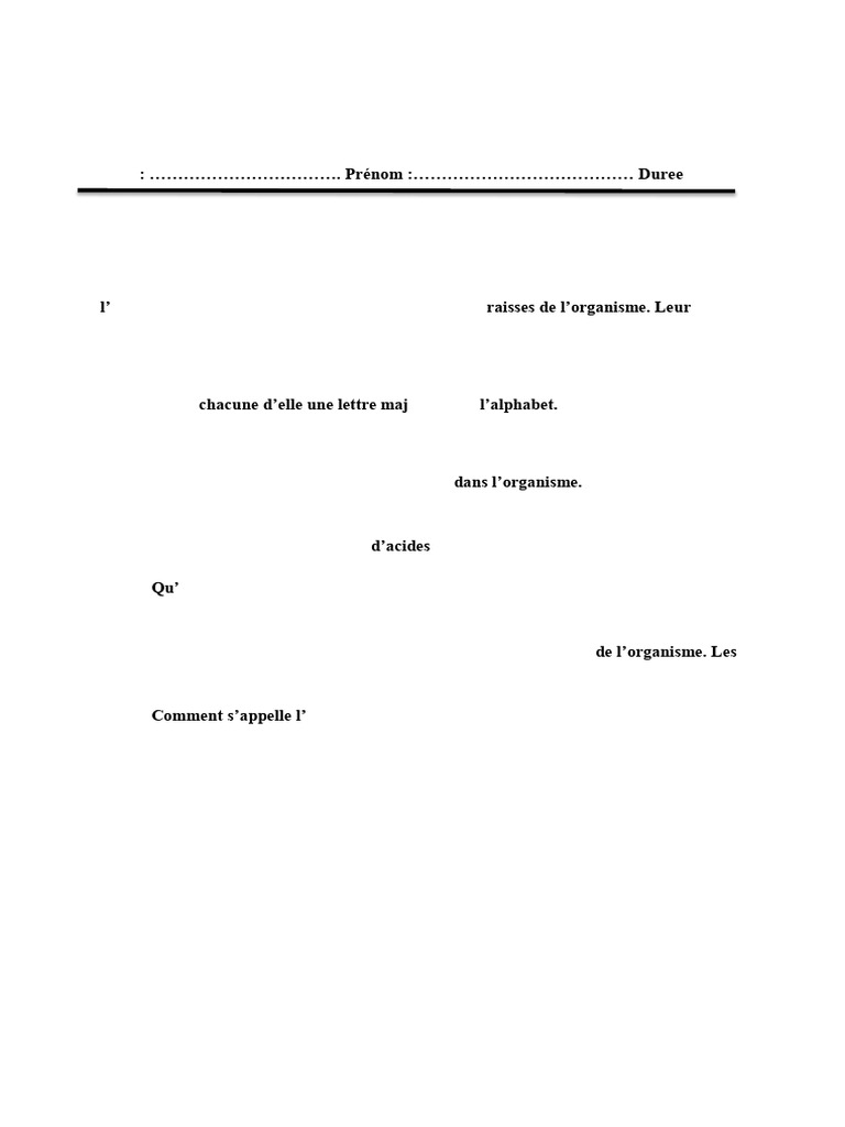 Examen de Biologie NS4 - Vitamines et Système Nerveux | PDF