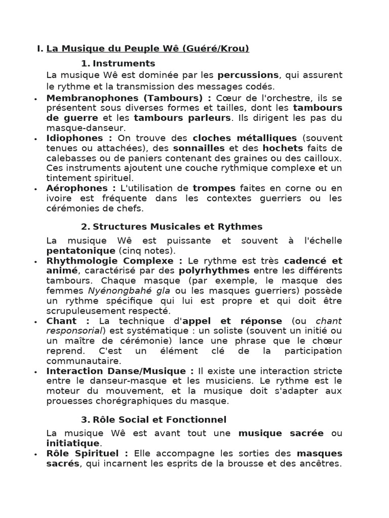 Musique et Instruments des Peuples Wê, Dan, Gouro | PDF | Tambour ...
