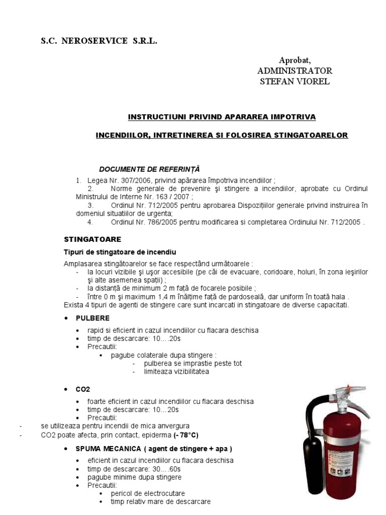 Instructaj Stingatoare, Dezastru | PDF