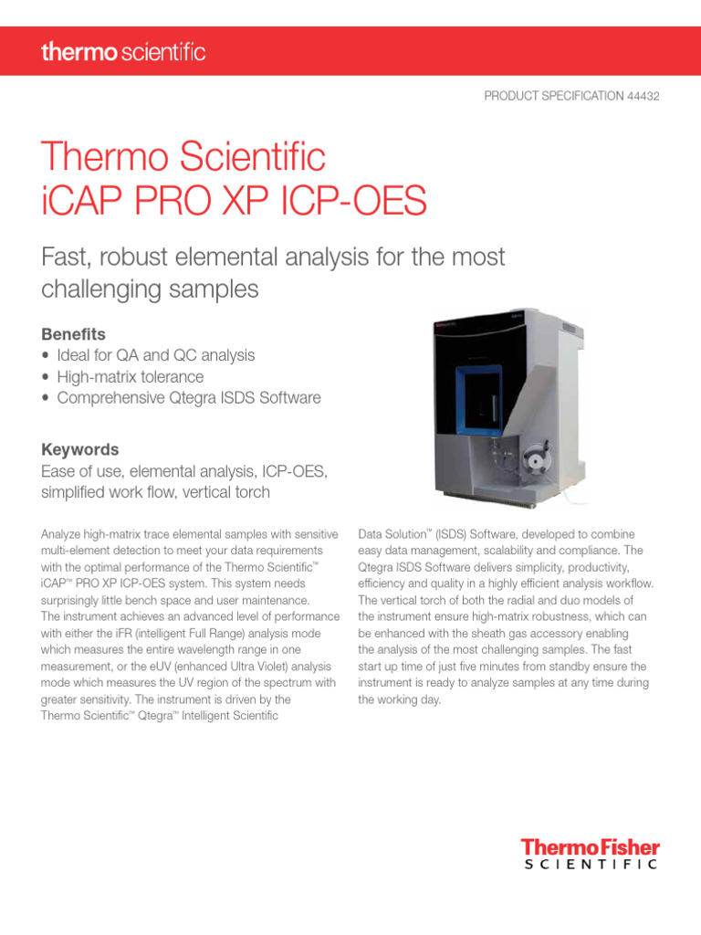 iCAP PRO XP ICP-OES Product Specs | PDF
