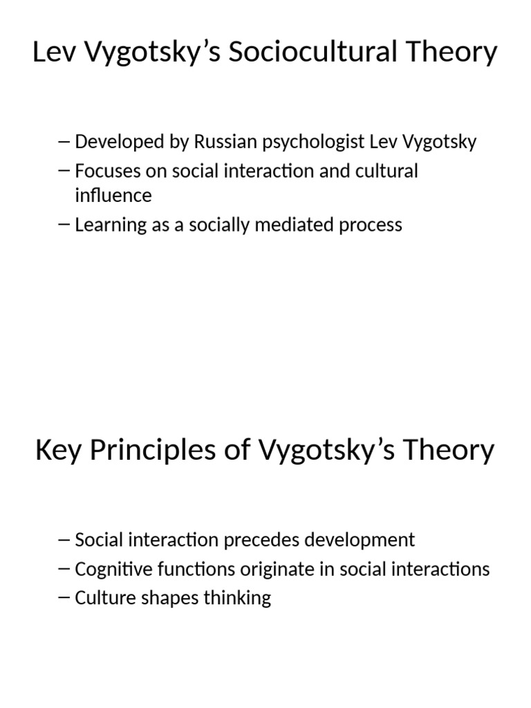 Vygotsky's Sociocultural Learning Theory | PDF
