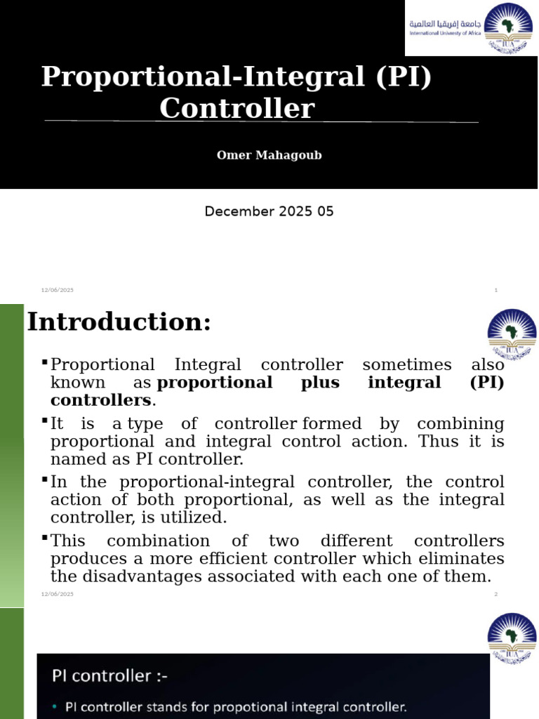 Understanding PI Controllers: Functions & Applications | PDF ...