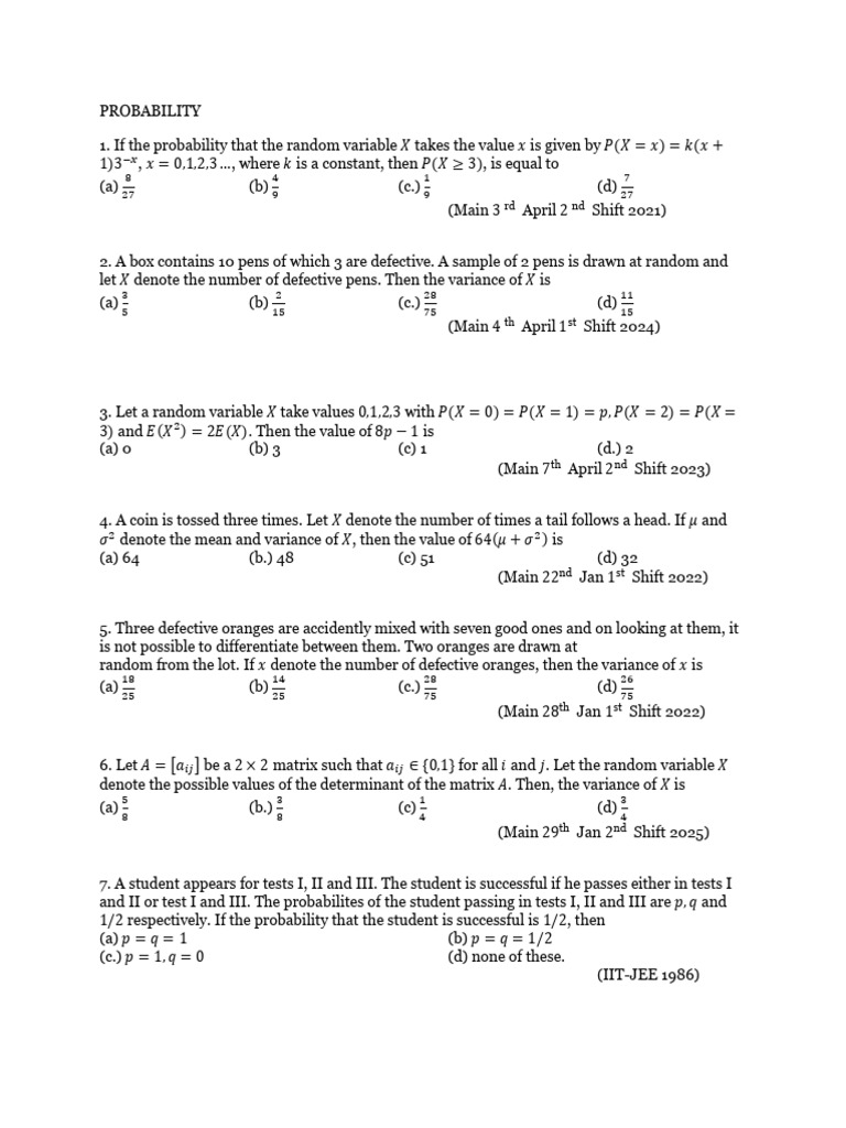 Matrices Probability GP | PDF | Variance | Multiplication