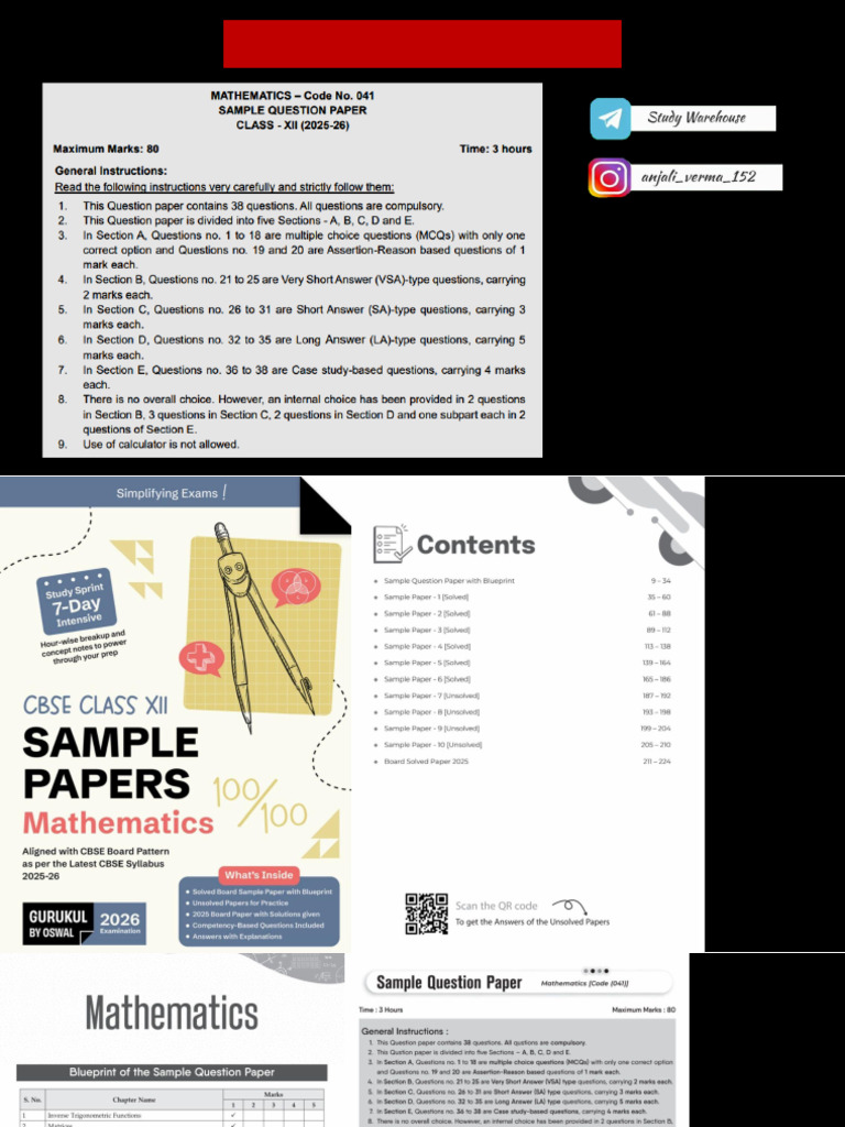 Mathematics Sample Paper Outline | PDF