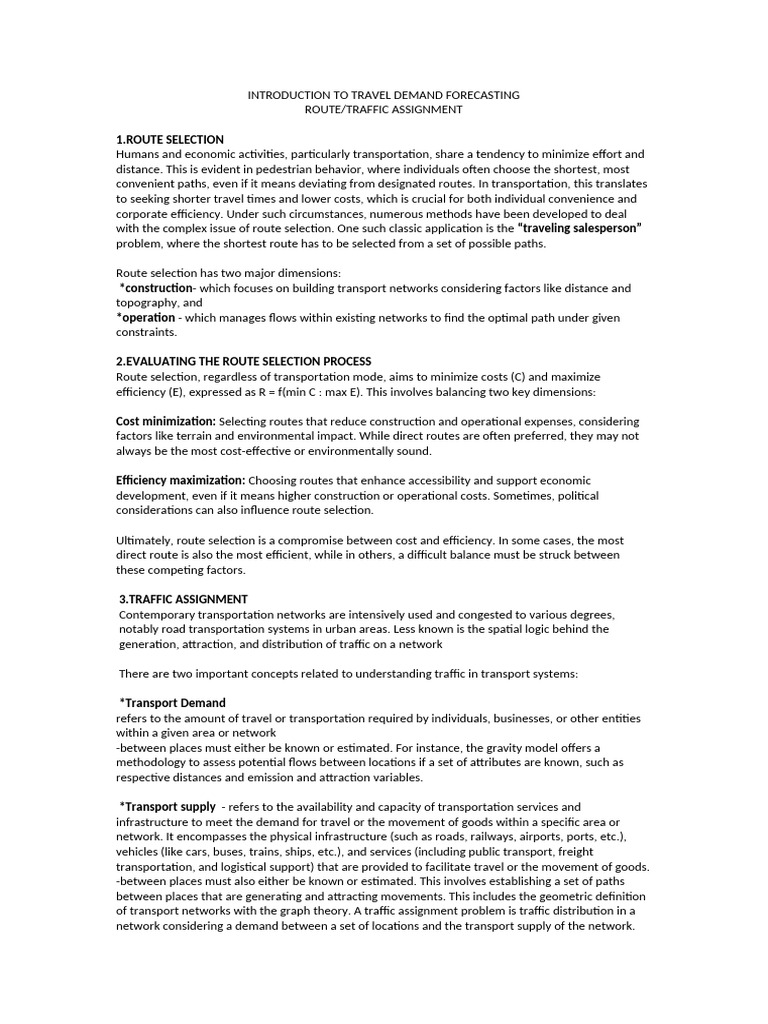 Travel Demand Forecasting and Route Optimization | PDF | Transport ...