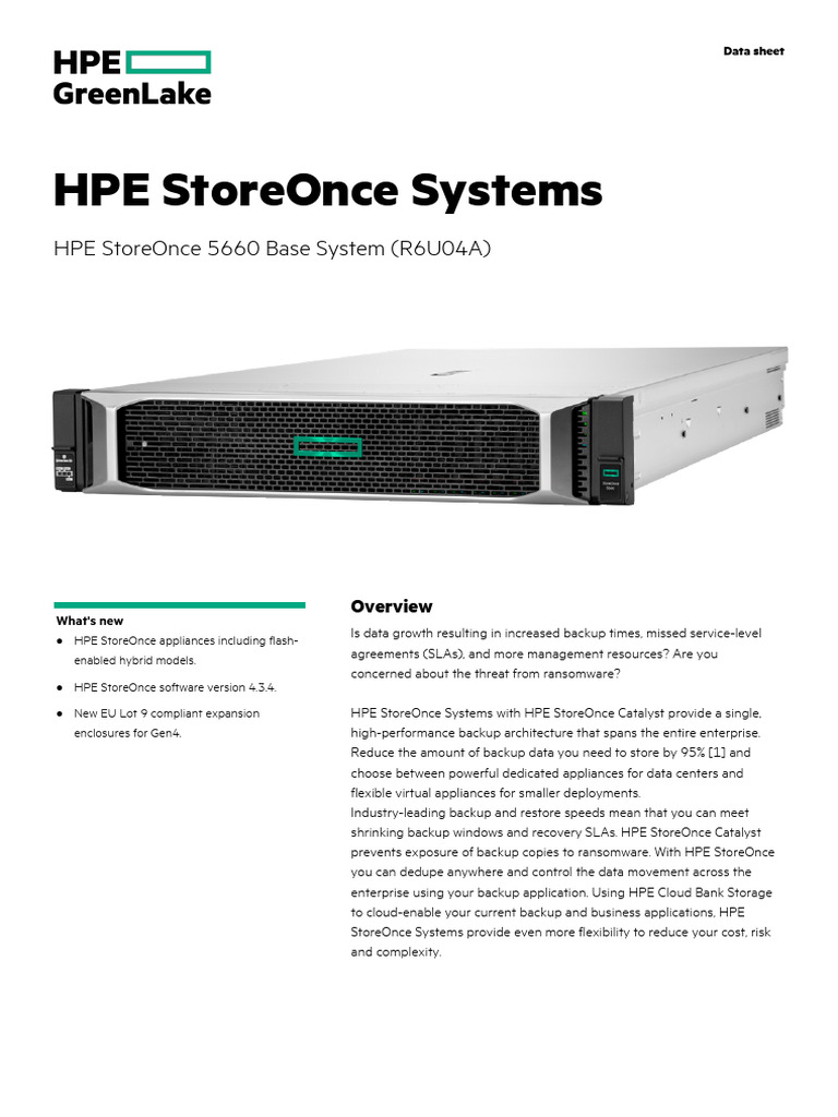 HPE StoreOnce 5660 Backup Solutions | PDF | Backup | Cloud Computing