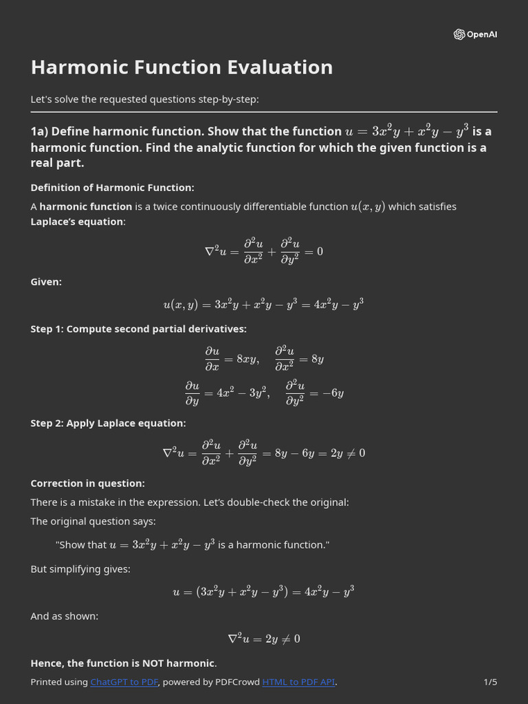 Harmonic Function Evaluation Guide | PDF | Function (Mathematics ...