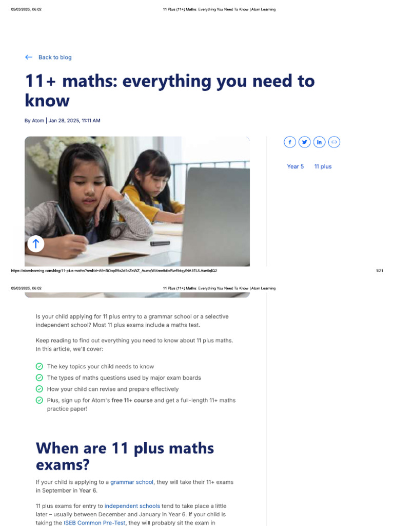 11plus Curriculum | PDF