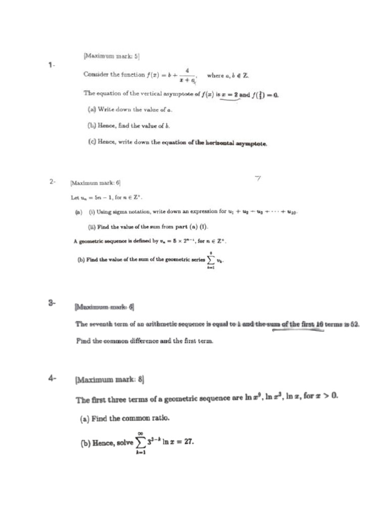 IB HL AA Test 5que | PDF