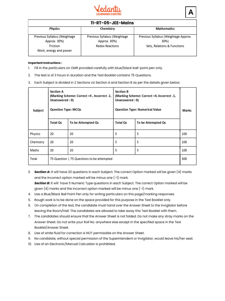JEE Mains 2023 Physics Test Format | PDF | Force | Friction