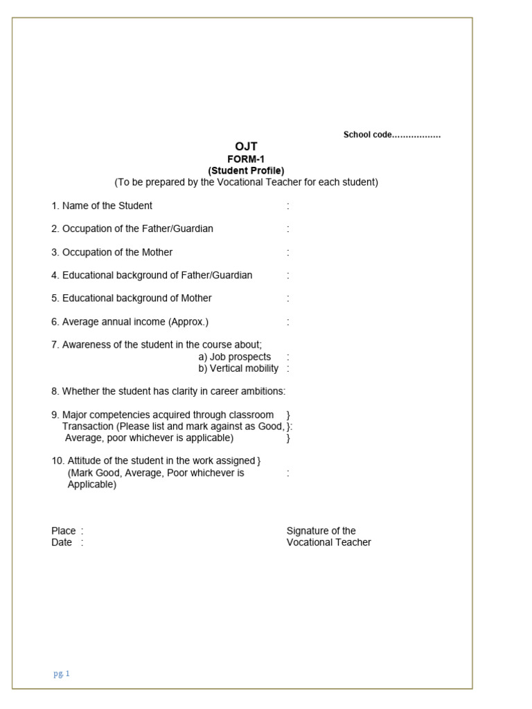 OJT Student Forms and Reports Guide | PDF | Vocational Education