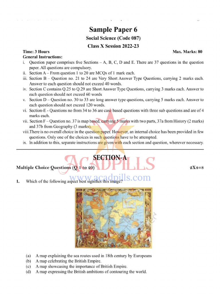 Social Science Sample Paper 6 | PDF
