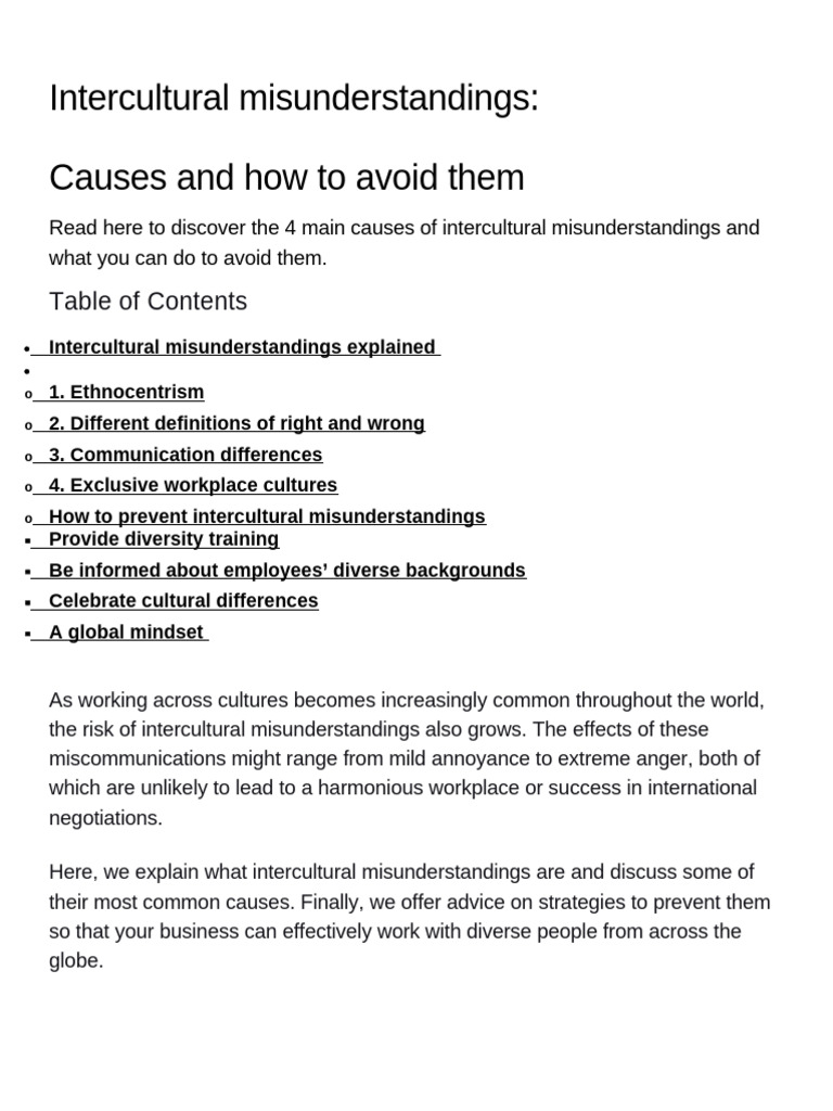 INTERCULTURAL MISUNDERSTANDINGS IN BUSINESS CAUSES AND WAYS visual data 2
