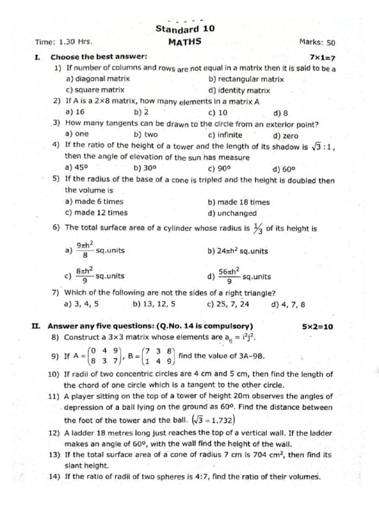 10th Maths EM - 2nd Mid Term Exam 2025 - Original Question Paper ...