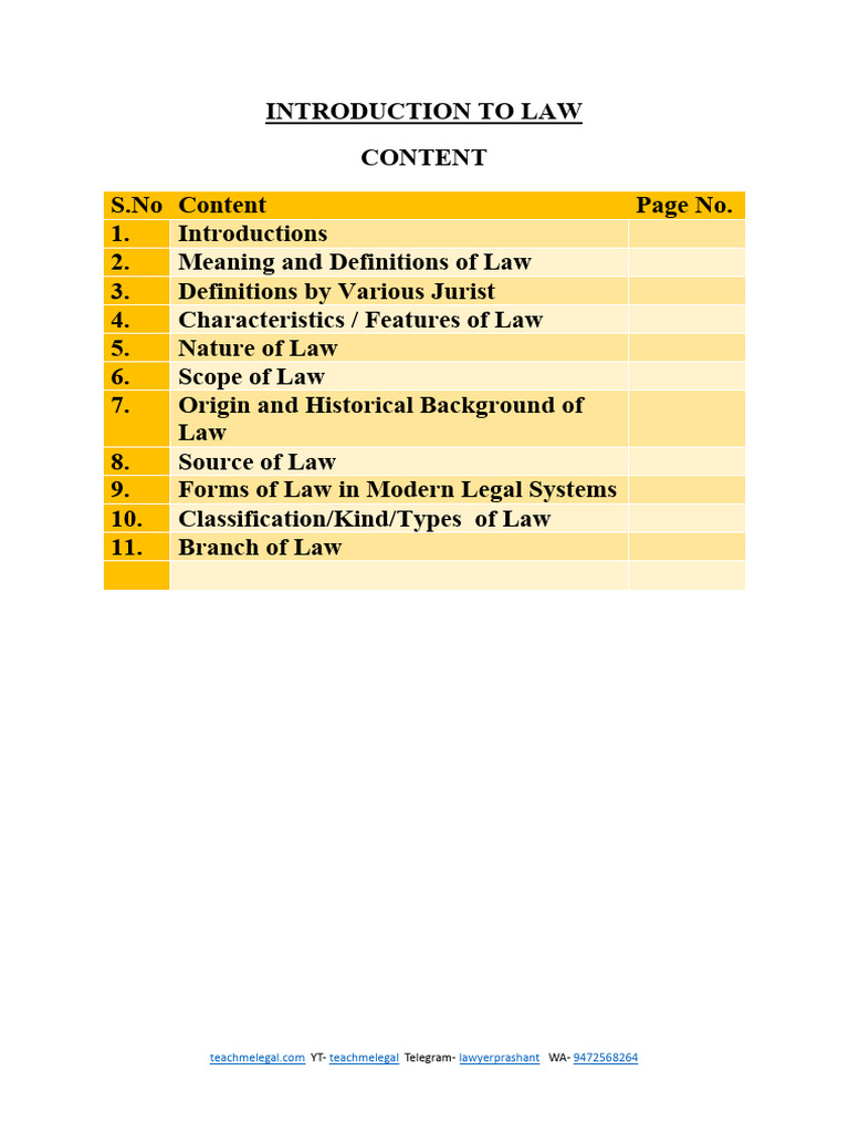 Introduction to Law: Key Concepts Explained | PDF | Sources Of Law ...