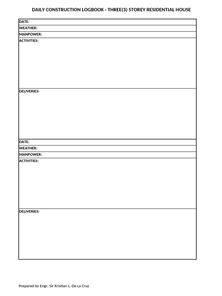Residential Logbook 2 Dates Per Sheet - Copy | PDF