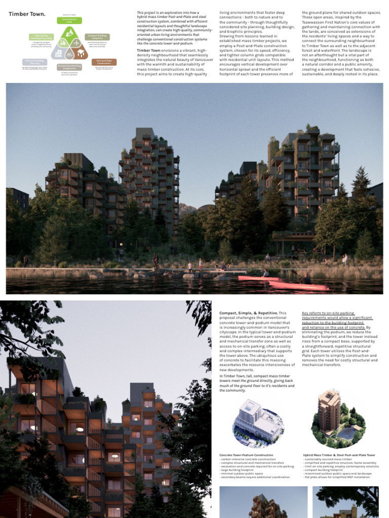 Timber Town: Sustainable Urban Living | PDF | Lumber | Concrete