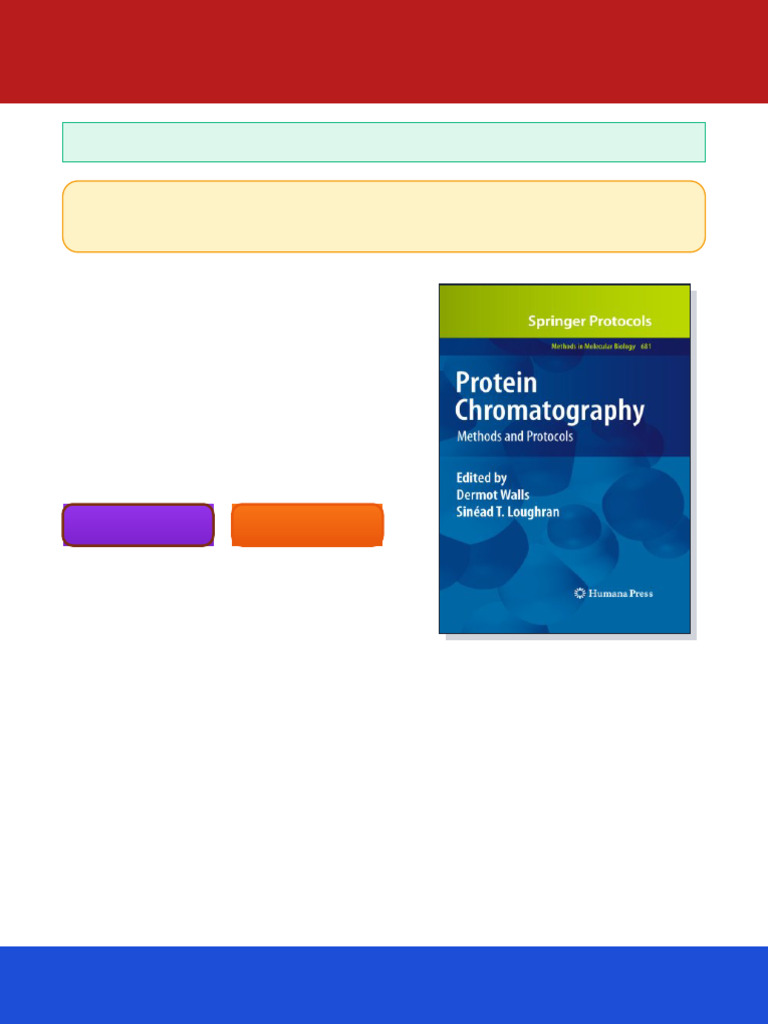Protein Chromatography Methods and Protocols 1st Edition Dermot Walls ...