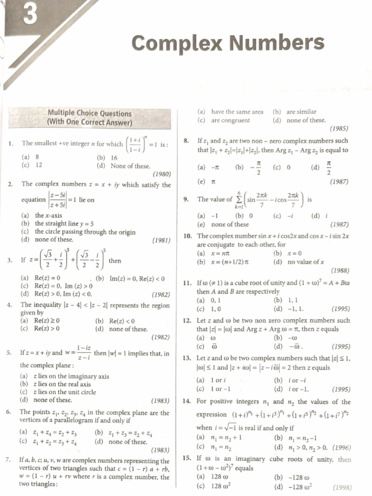 Complex Numbers - Adv - Pyq | PDF