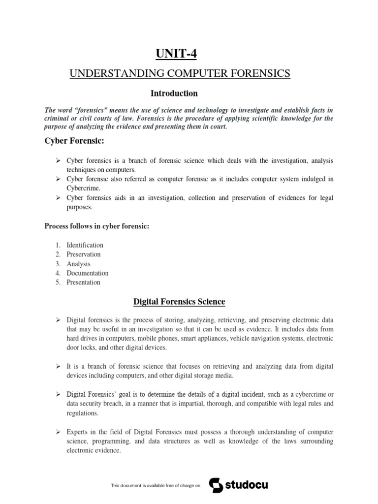 Unit-4 Understanding Computer Forensics | PDF | Digital Forensics ...
