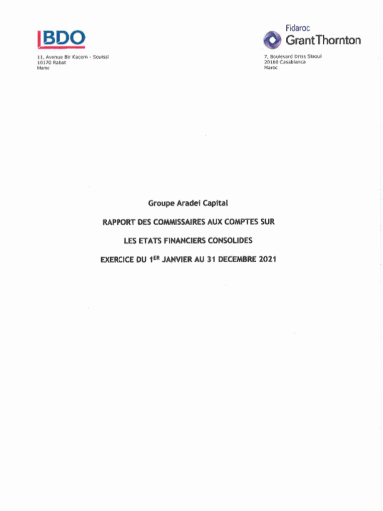 Rapport Daudit IFRS 2021 Arradei | PDF