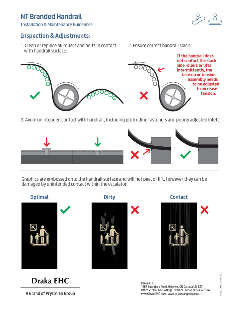 Draka EHC NT Branded Handrail Installation Maintenance Guidelines | PDF