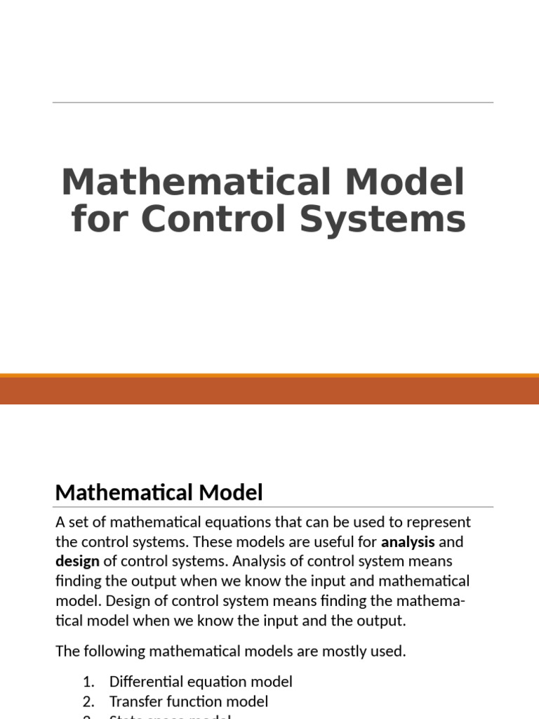 Control Systems Mathematical Models | PDF | Laplace Transform ...