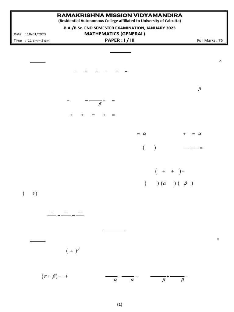 Mathematics Exam Paper January 2023 | PDF | Eigenvalues And ...