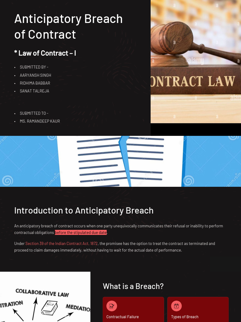 Understanding Anticipatory Breach of Contract | PDF | Breach Of ...