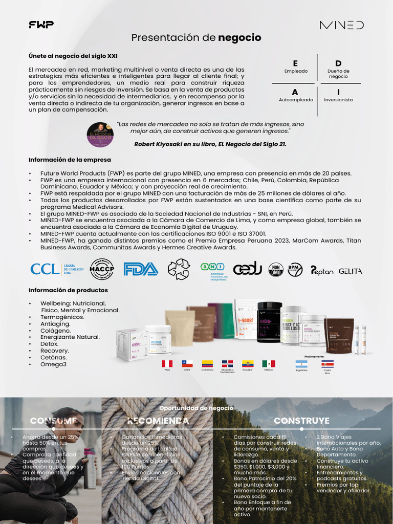 Oportunidad en Mercadeo Multinivel FWP | PDF | Marketing ...