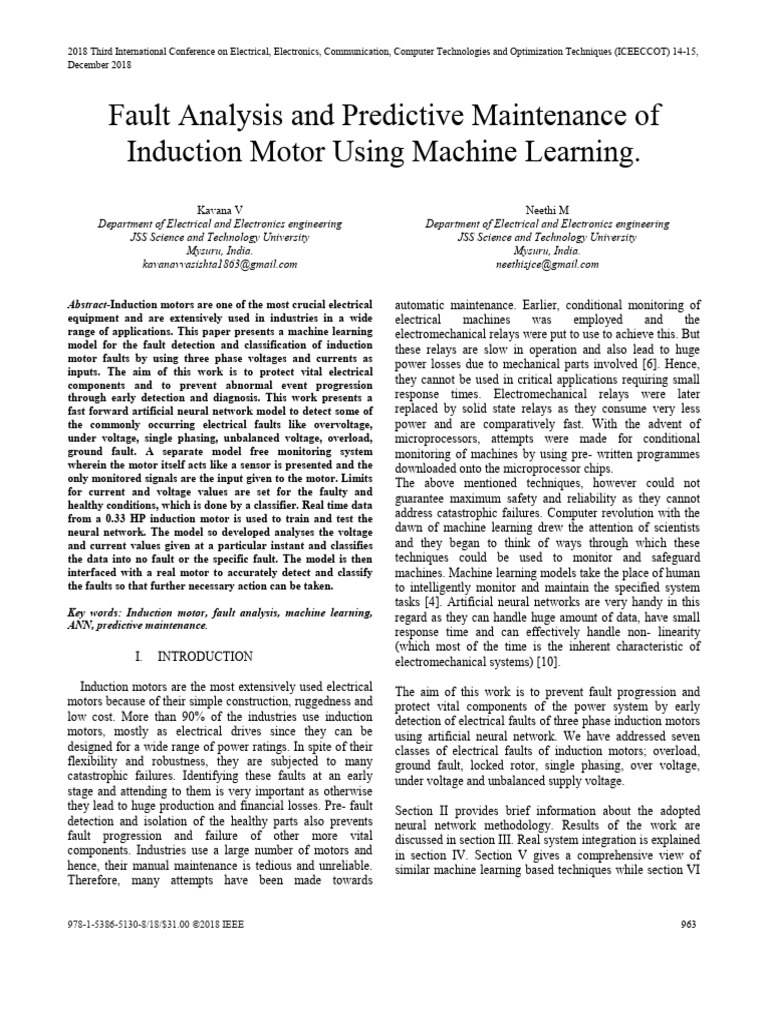 Induction Motor Fault Detection Using ML | PDF | Machine Learning | Relay