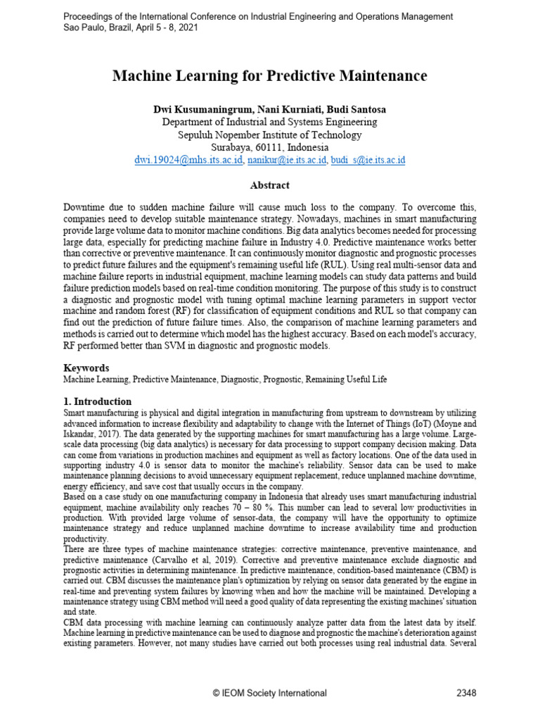 Machine Learning in Predictive Maintenance | PDF | Support Vector ...