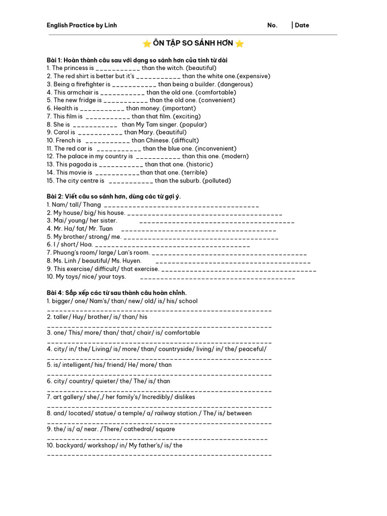 English Comparative Practice Exercises | PDF | Chess Theory | Chess
