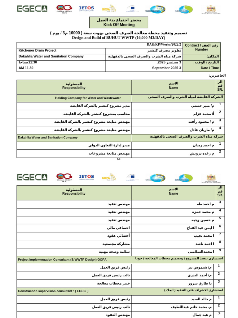 اجتماع بدء العمل | PDF